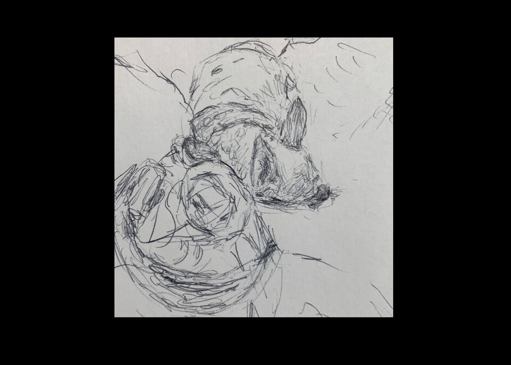 Little ball pen sketch of my dog sleeping