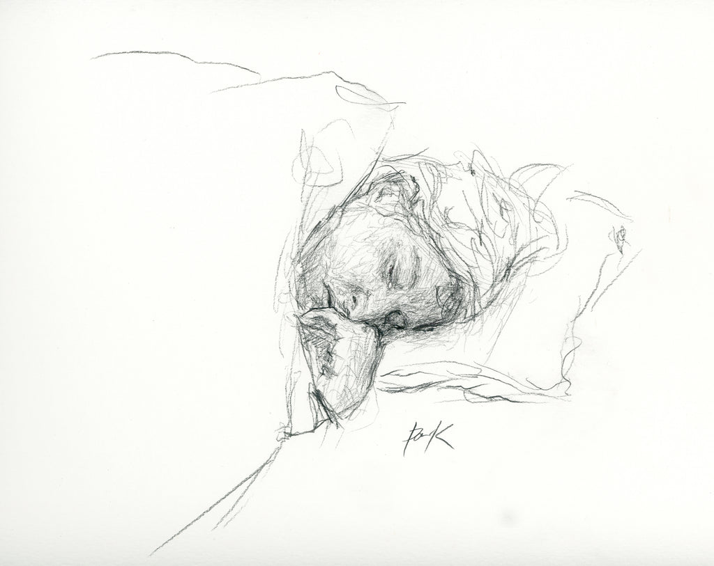 Pencil Sketch of a Sleeping Woman